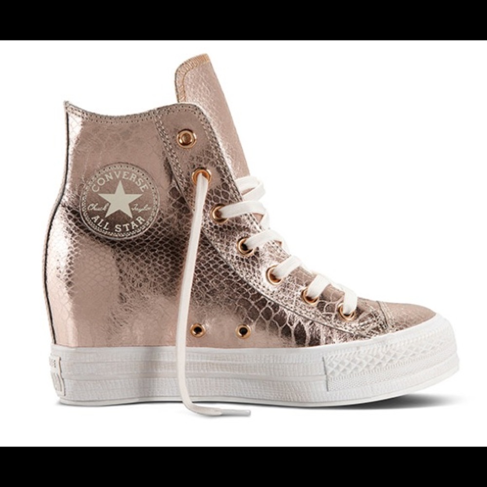 Rose Gold Converse Platform Wedge